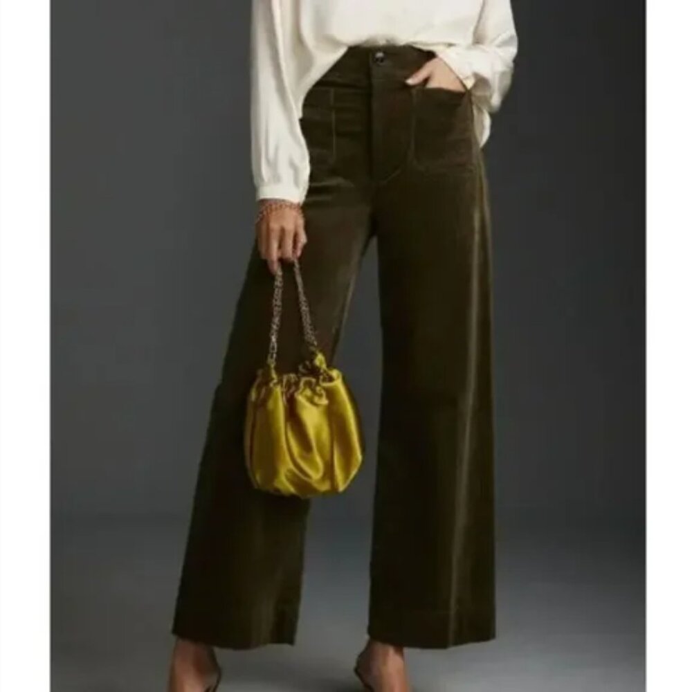 Anthropologie Olive Wide Leg Pants